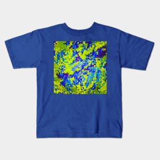 Yellow and Blue Abstract with Stained Glass Effect Kids T-Shirt